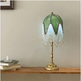 American retro Chinese style homestay countryside vintage bedroom living room atmosphere table lamp creative tassel bedside lamp