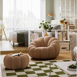 Internet celebrity fabric single person pumpkin sofa chair, living room balcony bedroom small unit family backrest chair